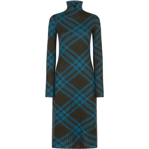 Check Motif Long-Sleeved Dress , female, Sizes: M, S, XS - Burberry - Modalova