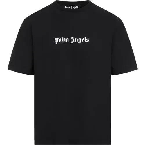 Schwarzes Logo Baumwoll T-Shirt , Herren, Größe: M - Palm Angels - Modalova