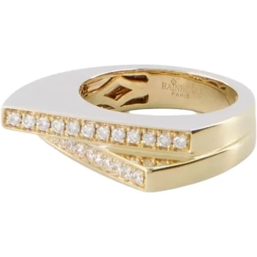 Gold Diamond Handcuff Double Ring , female, Sizes: 46 MM - Rainbow K - Modalova
