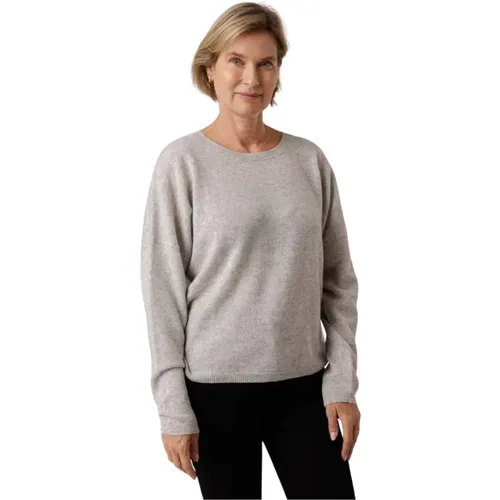 Grauer Kaschmirpullover Runder Ausschnitt Gerippt , Damen, Größe: XL - Absolut Cashmere - Modalova