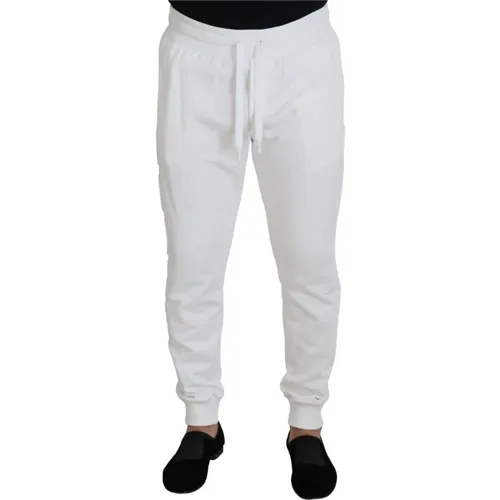 Weiße Logo Baumwoll-Sweatpants, Klassische Passform , Herren, Größe: XL - Dolce & Gabbana - Modalova
