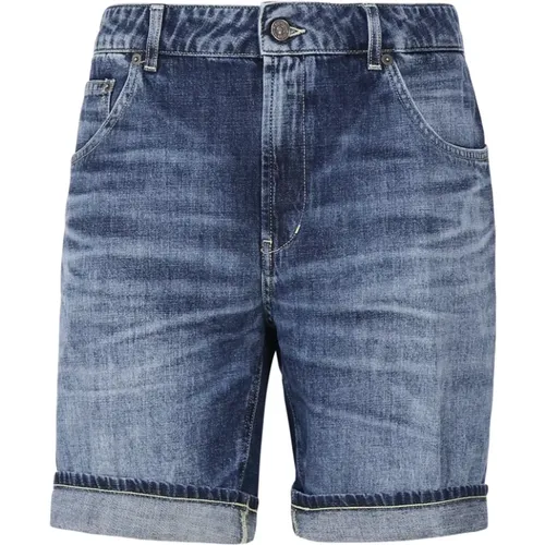 Denim Baumwoll Shorts Reißverschluss Taschen , Herren, Größe: W30 - Dondup - Modalova