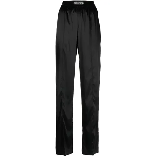 Satin Finish High-Waisted Trousers , female, Sizes: M - Tom Ford - Modalova