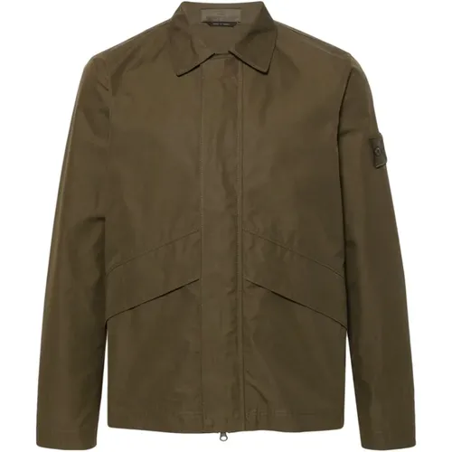 Militärgrüne Baumwoll-Overshirt-Jacke - Stone Island - Modalova