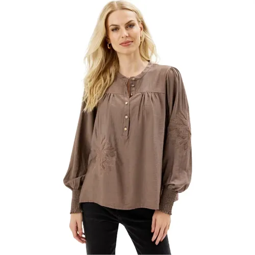 Emma Bluse mit Smock-Manschetten , Damen, Größe: M - IN FRONT - Modalova