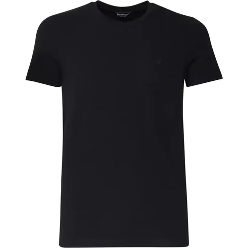 Schwarzes Baumwoll-T-Shirt mit Logo , Herren, Größe: L - Dondup - Modalova