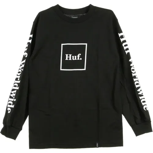 Schwarz/Weißes Langarm T-Shirt , Herren, Größe: M - HUF - Modalova