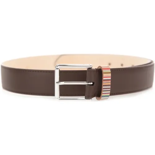 Leather Belt with Multistripe Keeper , male, Sizes: 90 CM, 100 CM, 85 CM, 105 CM - Paul Smith - Modalova