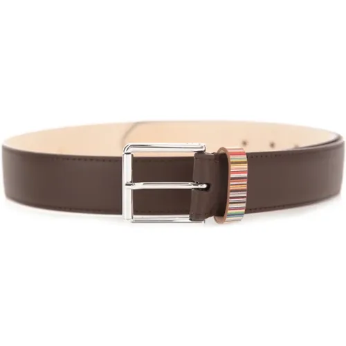 Leather Belt with Multistripe Keeper , male, Sizes: 90 CM, 100 CM, 85 CM - Paul Smith - Modalova