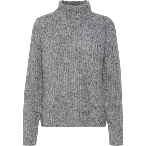 Rollkragen Strickpullover Iron Grey Melange , Damen, Größe: M - My Essential Wardrobe - Modalova