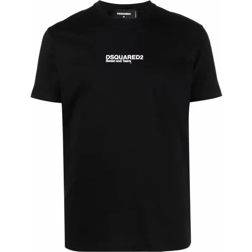 T-Shirt mit bedrucktem Logo , Herren, Größe: S - Dsquared2 - Modalova