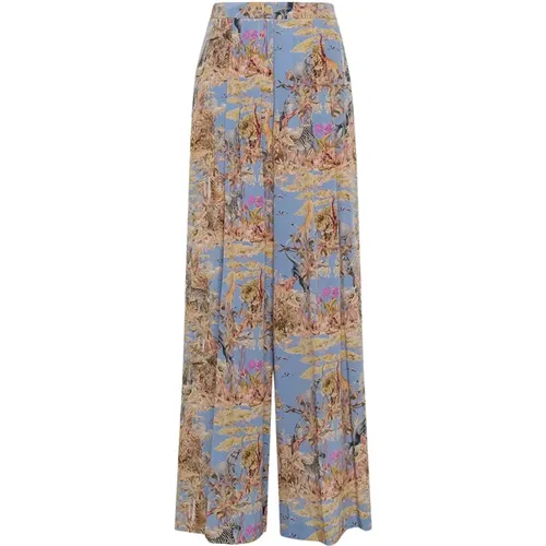 Printed Silk Flared Pants , female, Sizes: XS, M - Momoni - Modalova