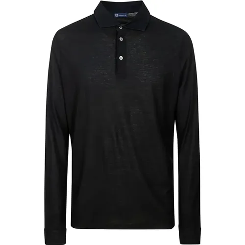 Blau Baumwoll Polo Langarm Shirt , Herren, Größe: XS - Hindustrie - Modalova
