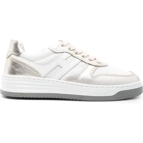 Silver Sneakers with Metallic Logo Patch , female, Sizes: 7 UK, 2 UK - Hogan - Modalova