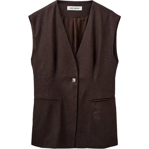 Striped Vest with V-Neck and Front Button , female, Sizes: L, M, XS, S - Sofie Schnoor - Modalova