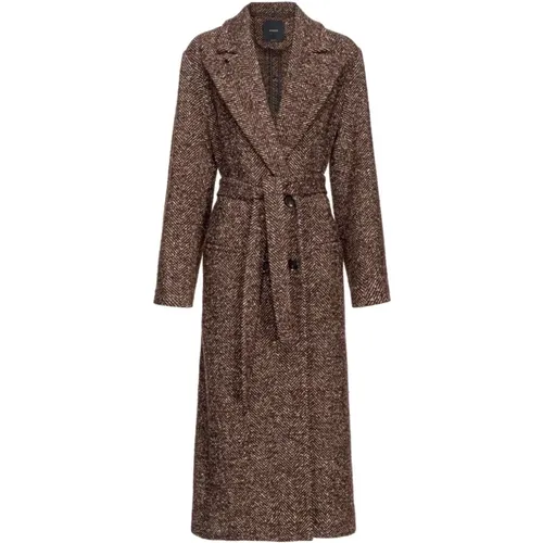 Herringbone Double-Breasted Coat Camel , Damen, Größe: S - pinko - Modalova