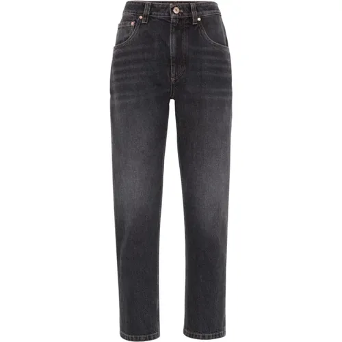 Anthracite Denim Straight Leg Jeans , female, Sizes: M, XS, L, S - BRUNELLO CUCINELLI - Modalova