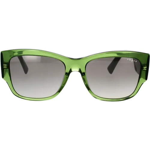Transparente Grüne Quadratische Sonnenbrille mit Grau Verlaufsgläsern - Vogue - Modalova