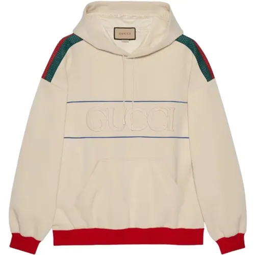 Web-stripe logo-embossed hoodie , male, Sizes: XL - Gucci - Modalova