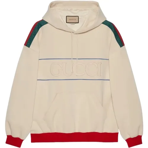 Web-stripe logo-embossed hoodie , male, Sizes: XL, L - Gucci - Modalova