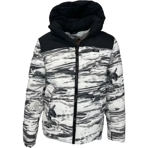 Color Block Quilt Jacket with Detachable Hood , male, Sizes: L - Calvin Klein - Modalova