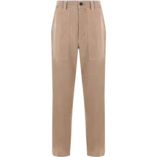 Dark Beige Stretch Cotton Trousers , male, Sizes: W33, W32, W30 - Incotex - Modalova