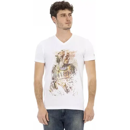 Action Weißes V-Ausschnitt T-Shirt , Herren, Größe: M - Trussardi - Modalova