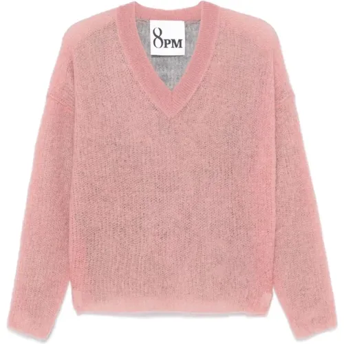 Mohair-Mix V-Ausschnitt Pullover , Damen, Größe: XS - 8pm - Modalova