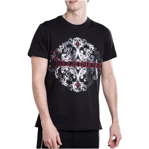 Schwarzes T-Shirt mit Logo-Druck - Billionaire - Modalova