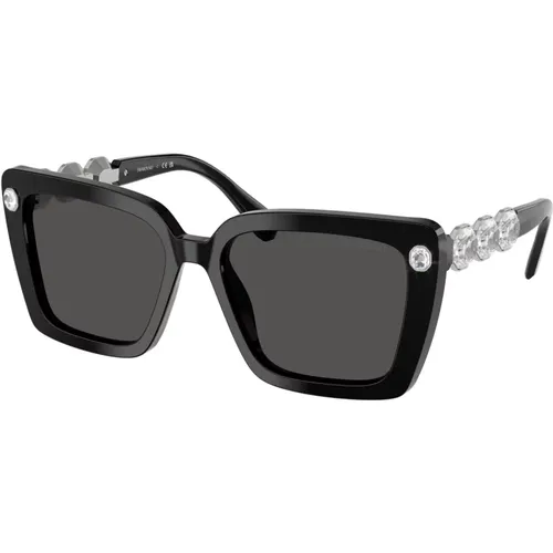 Stilvolle Sonnenbrille Sk6032 Schwarz , Damen, Größe: 55 MM - Swarovski - Modalova