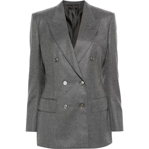 Graue Wolljacke Peak Revers - Tom Ford - Modalova