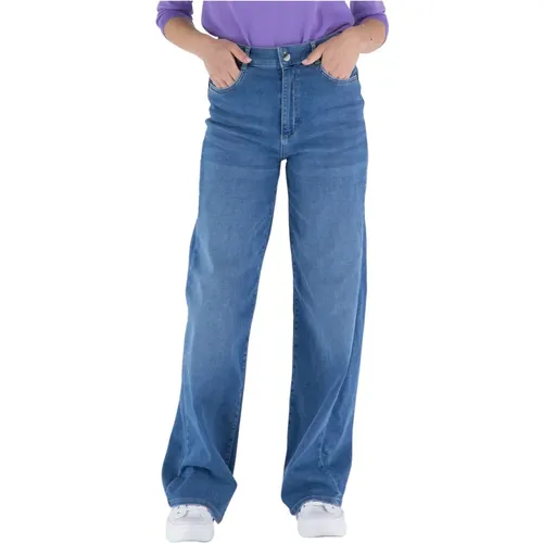 Weite Jeans mit Kristallen , Damen, Größe: W30 - Liu Jo - Modalova
