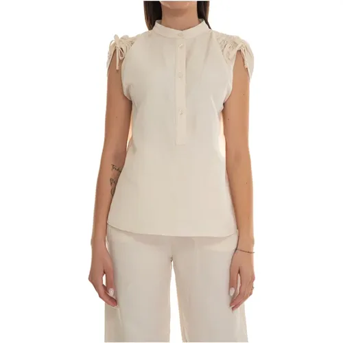 Short Sleeve Button-Up Blouse , female, Sizes: S, M, XS - Woolrich - Modalova