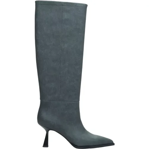 Women`s Grey Knee-High Stiletto Boots Er00113873 , female, Sizes: 6 UK, 3 UK, 8 UK, 4 UK - Estro - Modalova