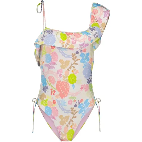 Blumendruck Einteiliger Badeanzug mit Einem Schulterträger , Damen, Größe: M - Fabienne Chapot - Modalova