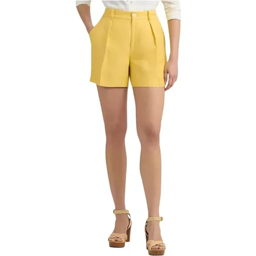 Gelbe Plissee-Shorts , Damen, Größe: M - Ralph Lauren - Modalova