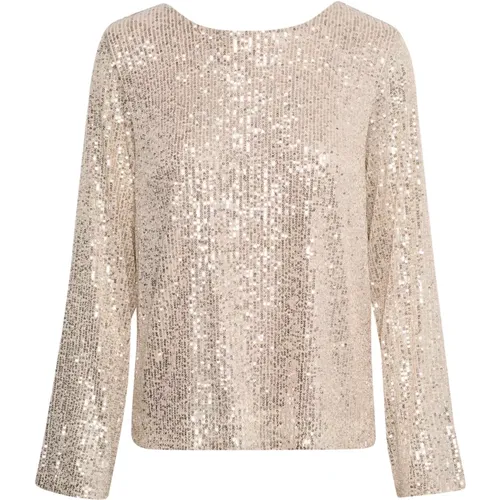 Silver Sequin Blouse with V-Back , female, Sizes: M - Part Two - Modalova