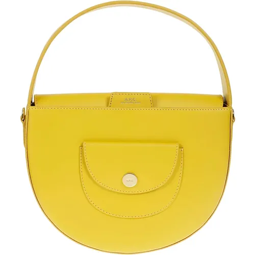 Stilvolle Lederhandtasche in Gelb und Orange , Damen, Größe: ONE Size - A.p.c. - Modalova