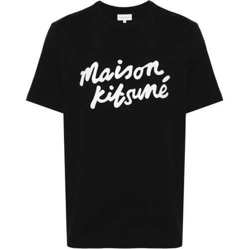 Logo Print T-shirt , male, Sizes: L, XL, 2XL - Maison Kitsuné - Modalova