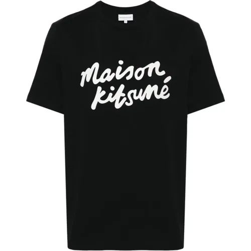 Logo Print T-shirt , male, Sizes: S, M, L, XL, 2XL - Maison Kitsuné - Modalova