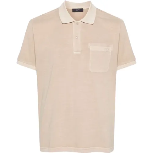 Cotton Polo Shirt with Logo , male, Sizes: XL, L, 2XL - Fay - Modalova