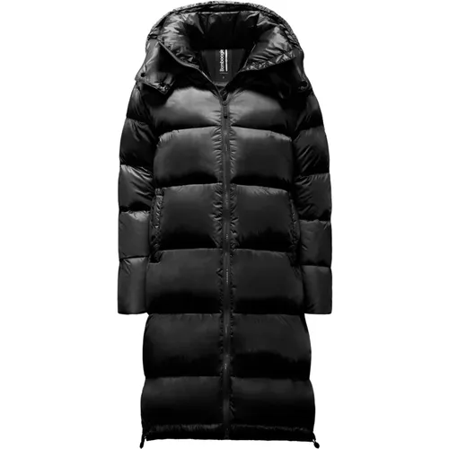 Long Down Jacket in Bright Nylon with Detachable Hood , female, Sizes: L, XL, S, XS - BomBoogie - Modalova