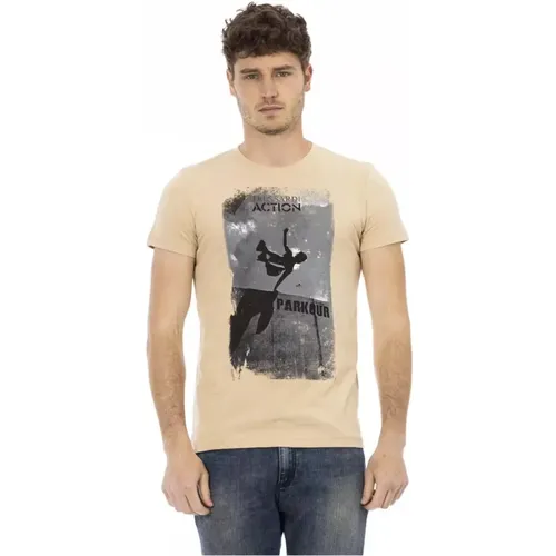 Baumwoll Rundhals T-Shirt , Herren, Größe: XL - Trussardi - Modalova