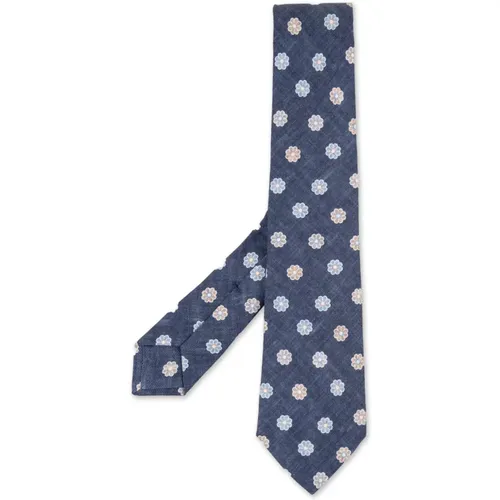 Blue Floral Silk Tie , male, Sizes: ONE SIZE - Kiton - Modalova