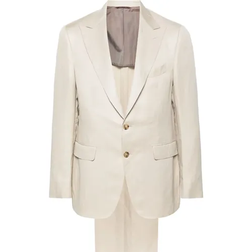 Linen Silk Suit Two Buttons Italy , male, Sizes: L, M, XL - Canali - Modalova