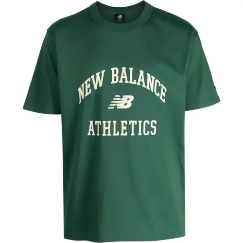 Athletics Grünes Crewneck T-Shirt - New Balance - Modalova