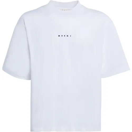 Baumwoll-T-Shirt mit Logo , Herren, Größe: S - Marni - Modalova