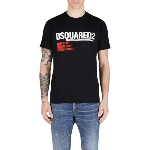 Logo Print Baumwoll T-shirt, Rundhals - Dsquared2 - Modalova