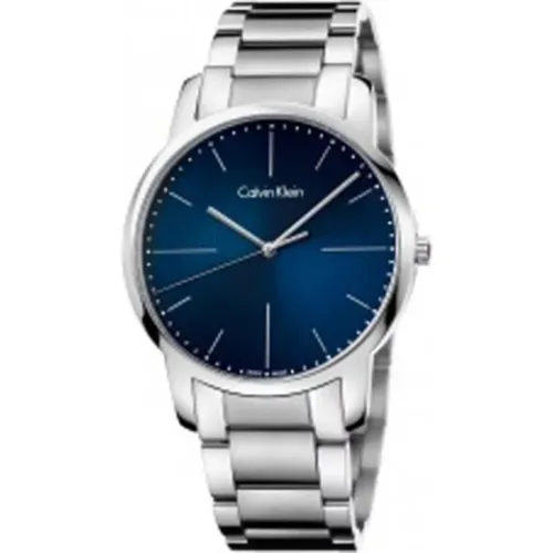 City Quartz Watch with Blue Dial and Stainless Steel Strap , female, Sizes: ONE SIZE - Calvin Klein - Modalova