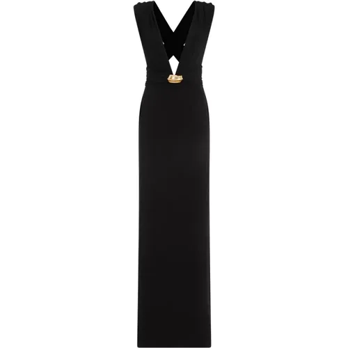 Schwarzes Abendkleid V-Ausschnitt Drapiert - Tom Ford - Modalova